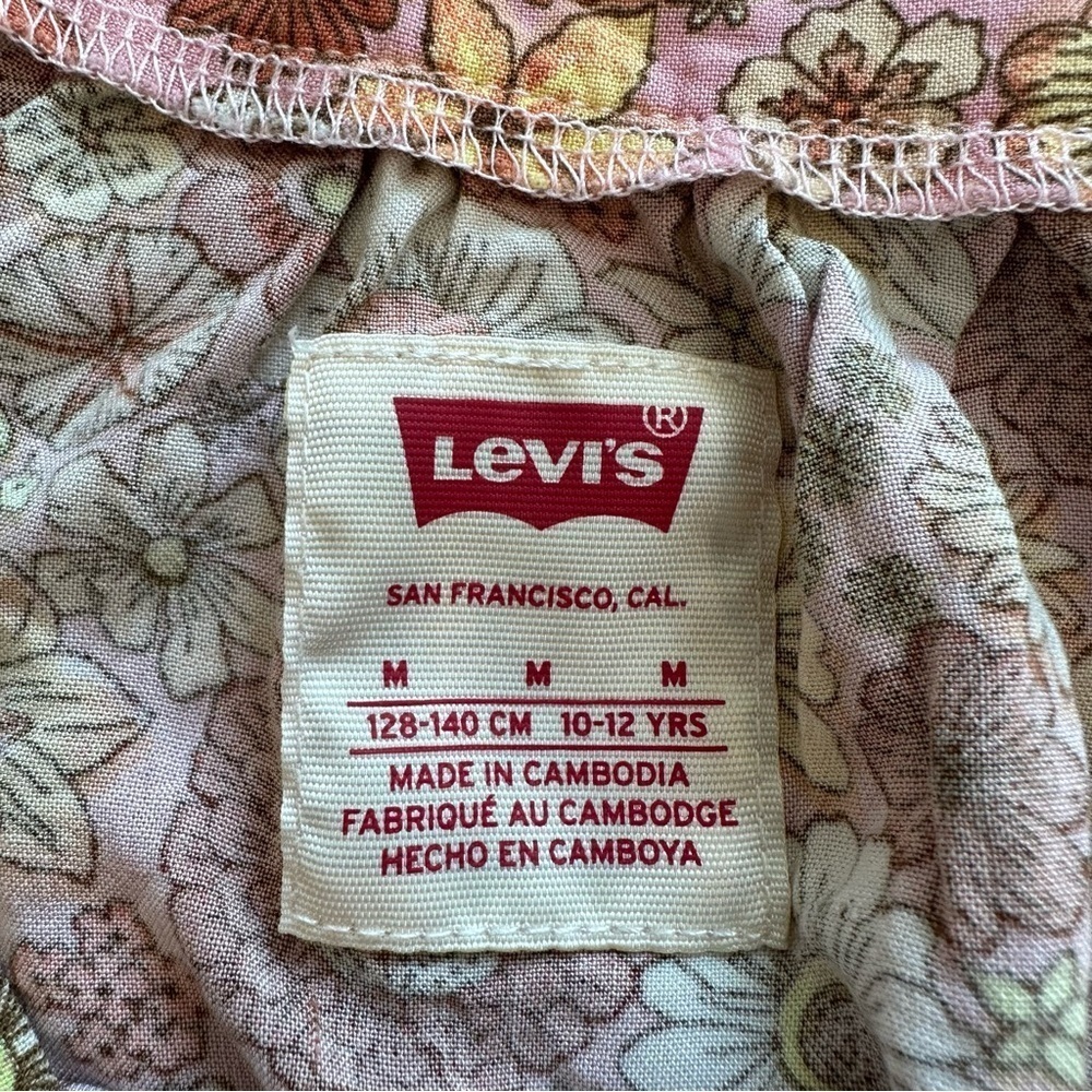 Levi’s Floral Woven Flowy Pullover long sleeve shirt girls size medium Womens XS - Picture 6 of 7